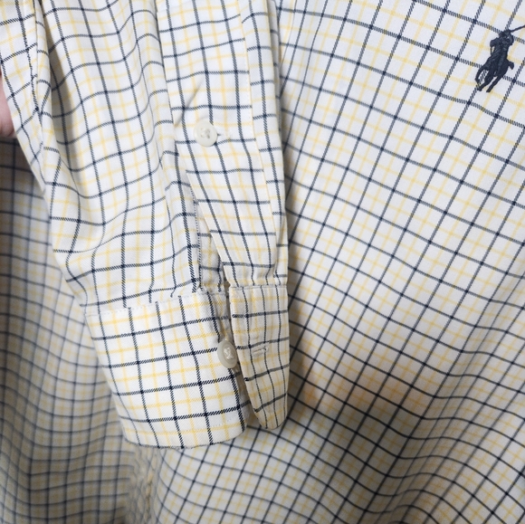 Ralph Lauren Classic Fit Black Yellow Long Sleeve Button Down Embroidered Logo M - Picture 5 of 6